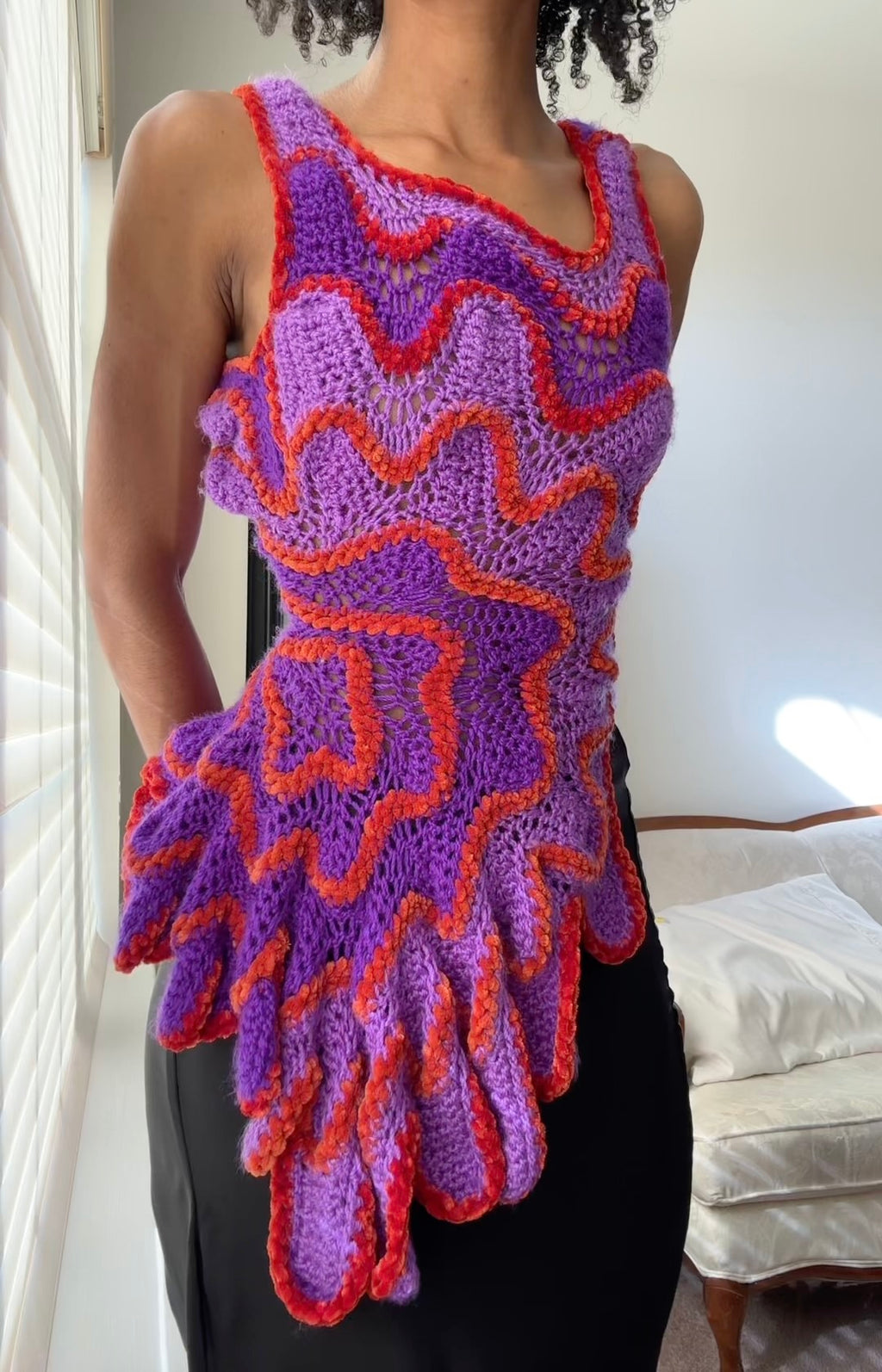 Sweet Violet Crochet Blouse Top