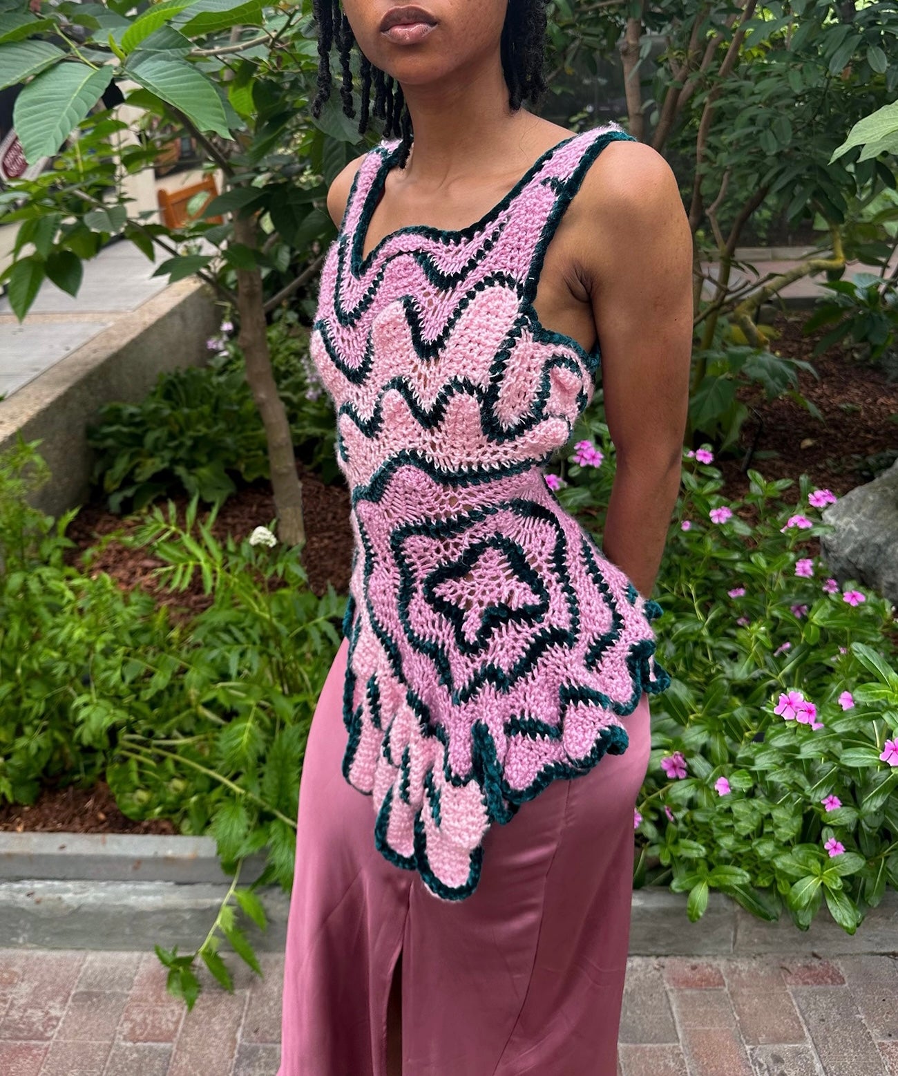 Pink Rose Crochet Blouse Top